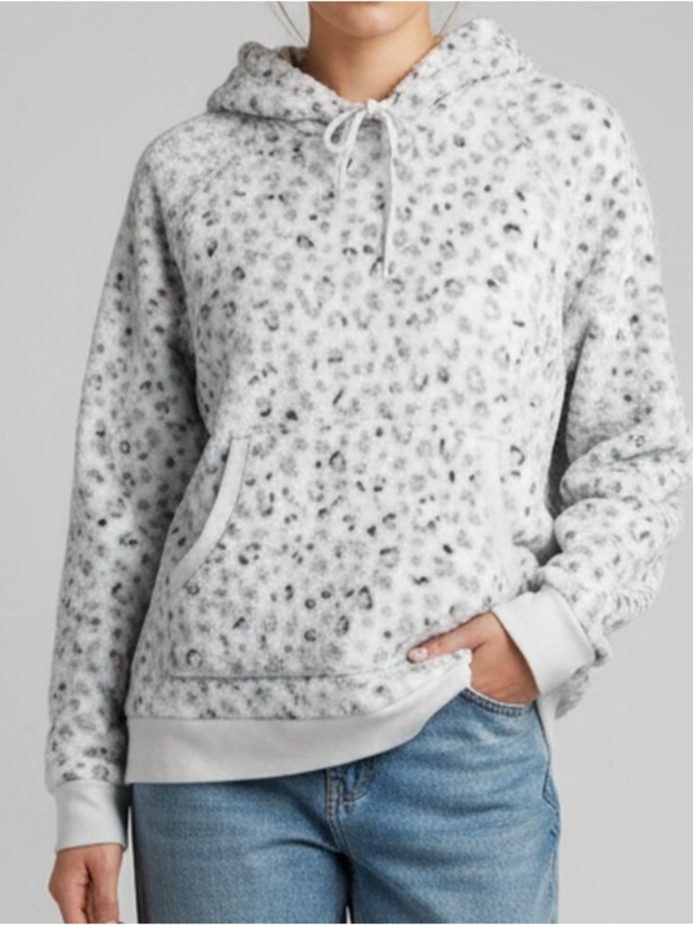 Gilly Hicks oversized leopard print fleece fuzzy lounge hoodie in XS